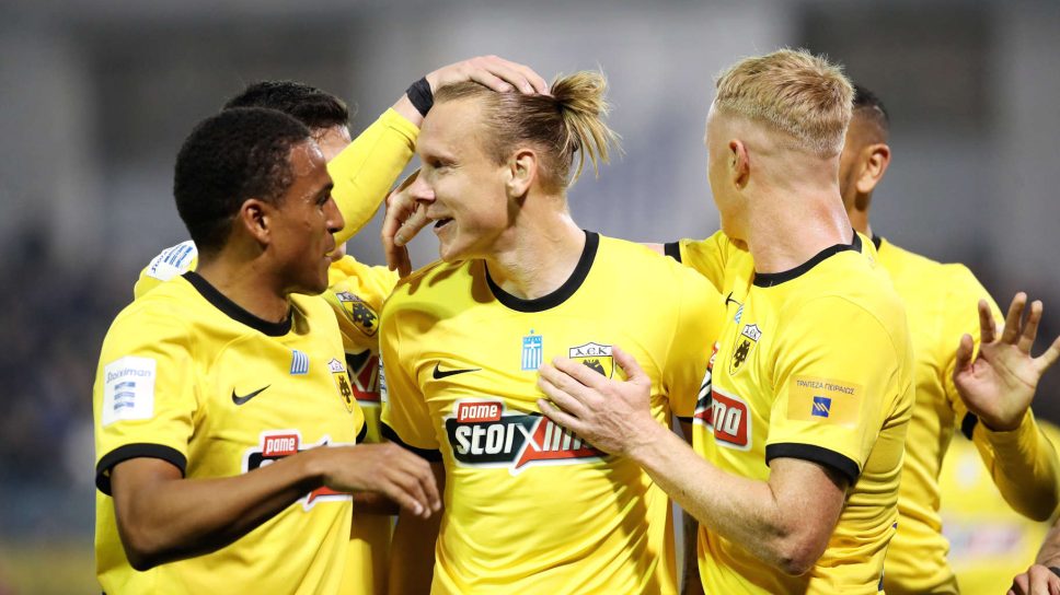 Πανηγυρισμοί γκολ ΑΕΚ Βίντα με Λαμία